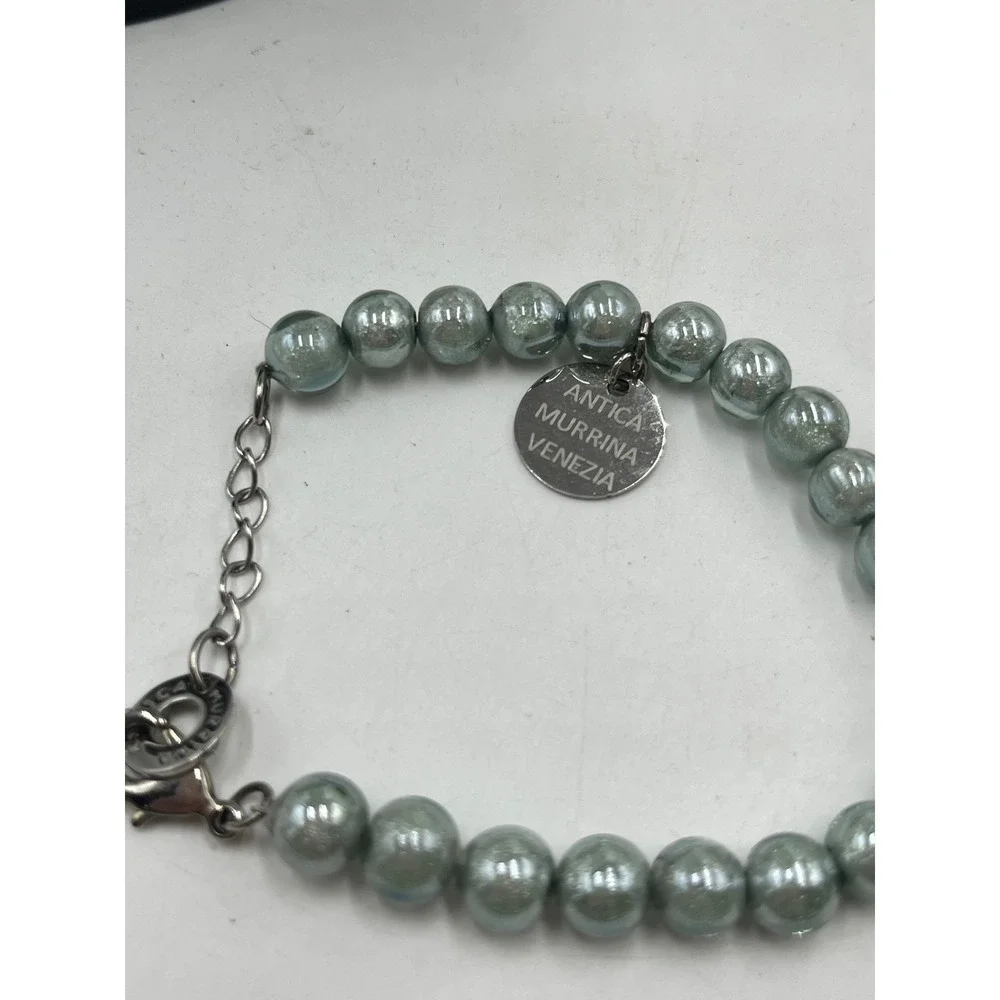 Antica‎ Murrina Venezia Gray Pearl Murano Glass I am Very Romantic Bracelet